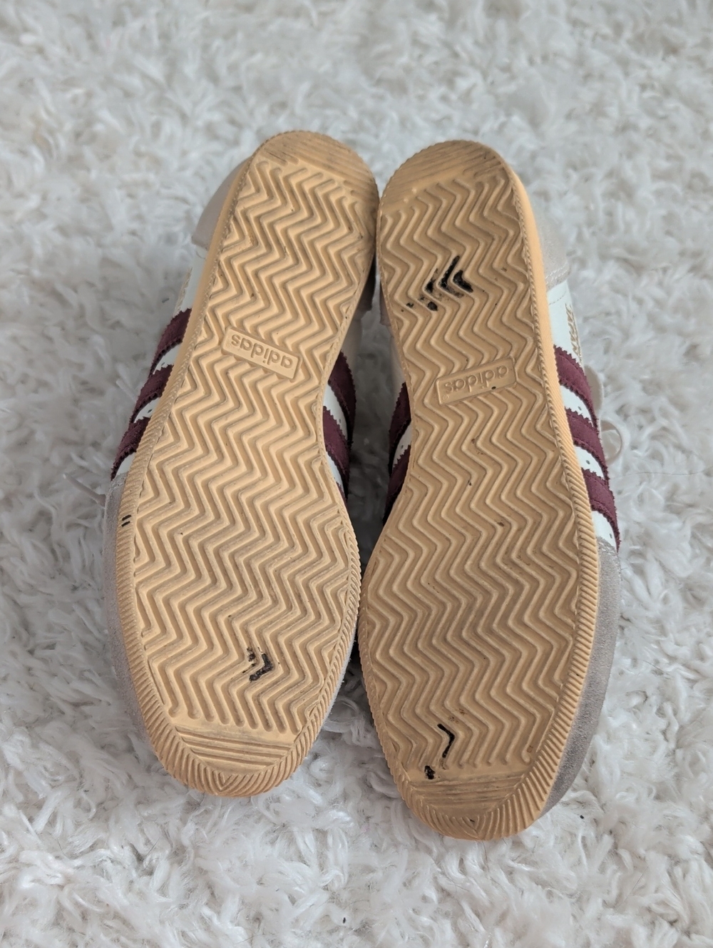 Adidas Japan Women's Off-White Sneakers with Burgundy Stripes - Picture 6 of 8